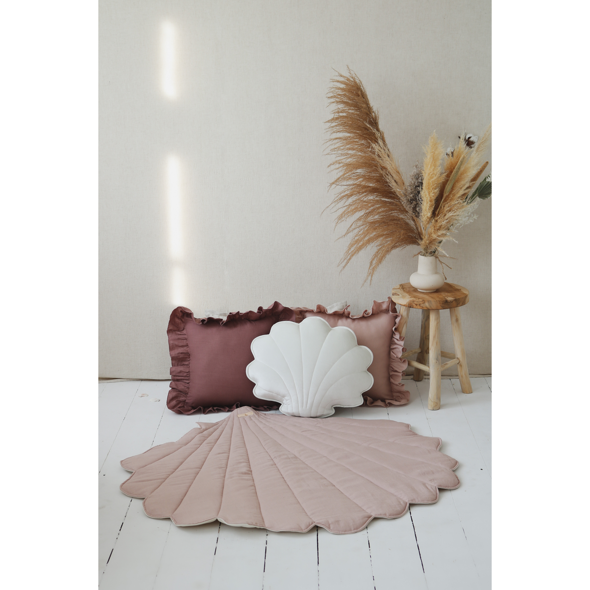 Snäckmatta i Linne, Powder Pink