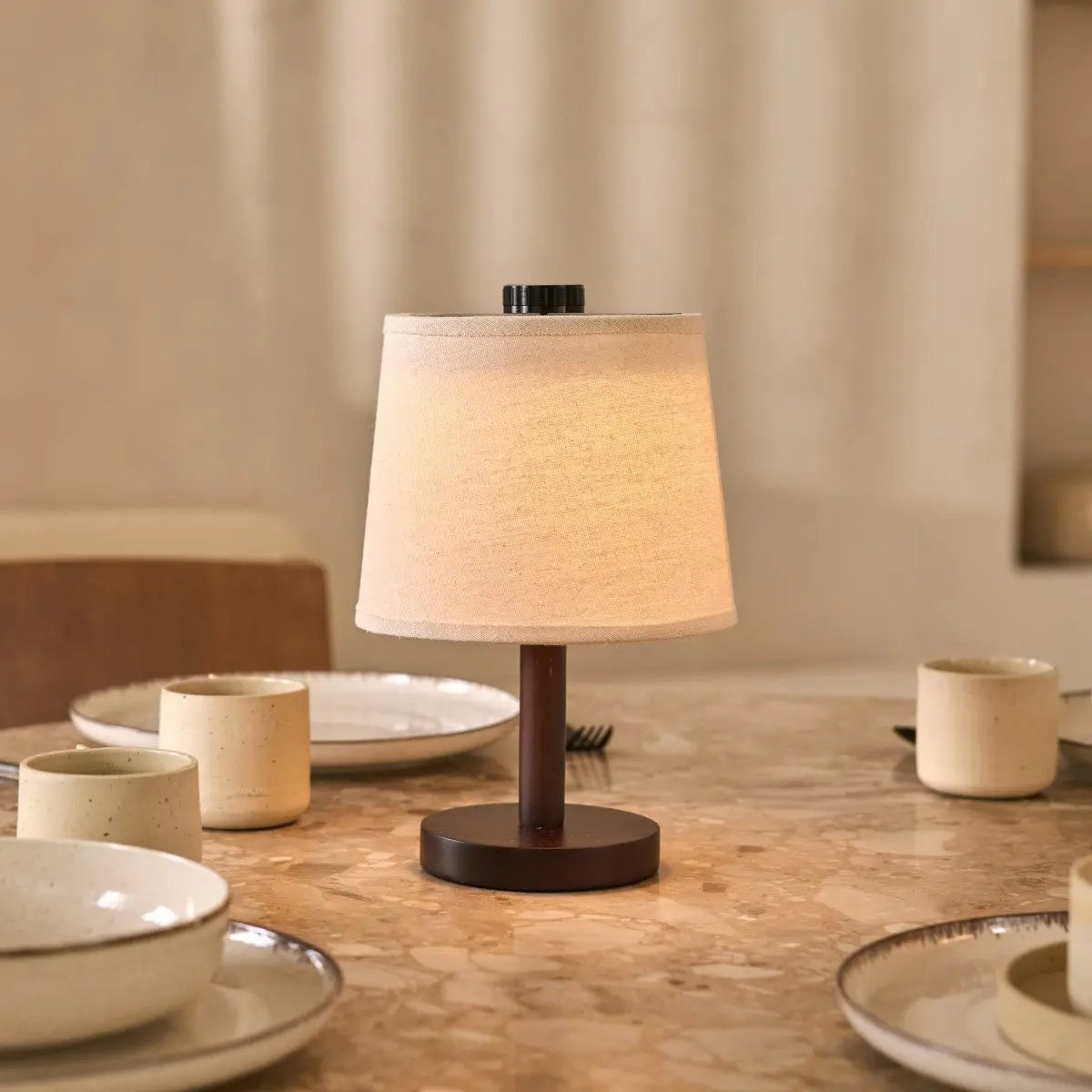 Rover Mörkbrun Trälampa, Uppladdningsbar