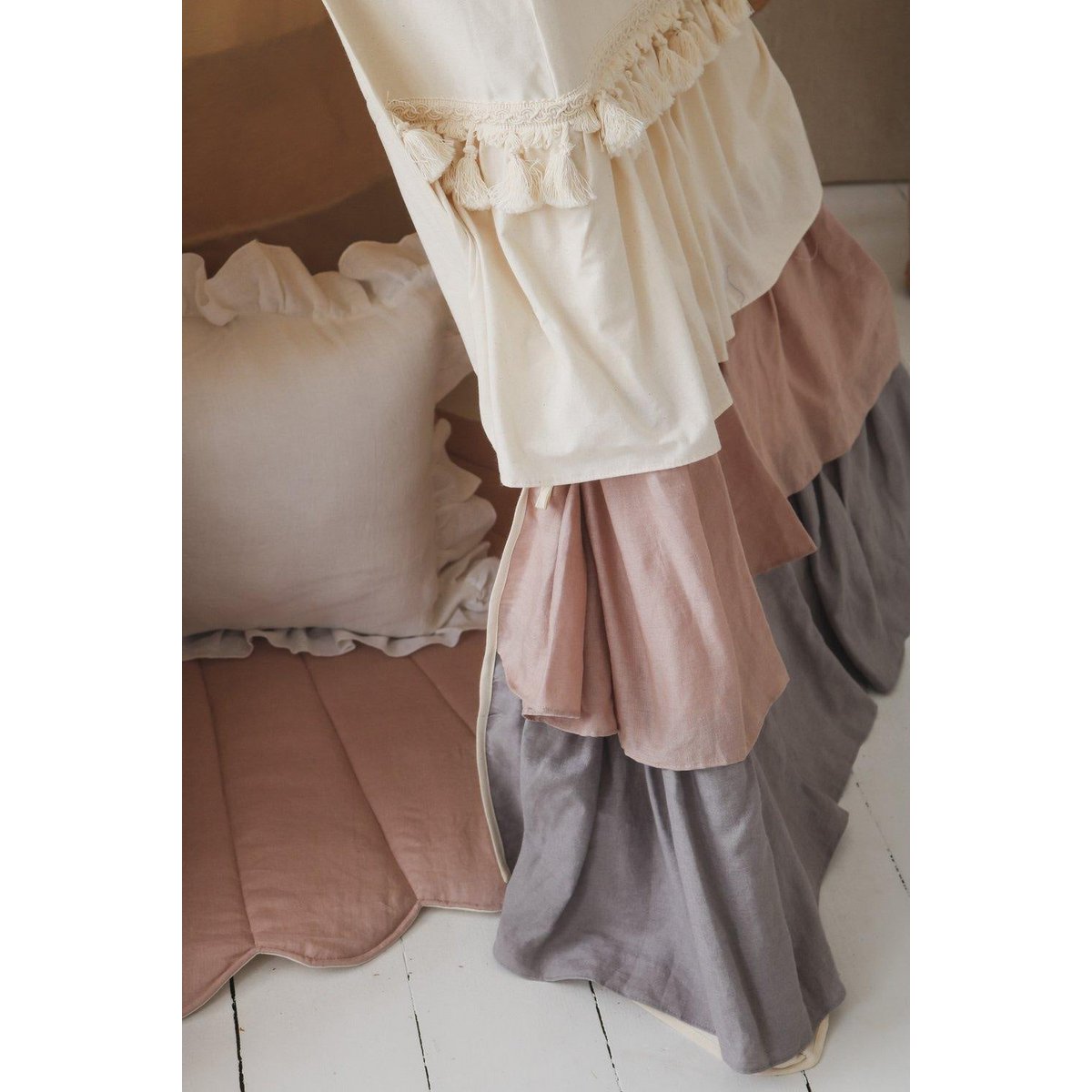 Tipitält med Volang & Shell Mat i Powder Pink, Set