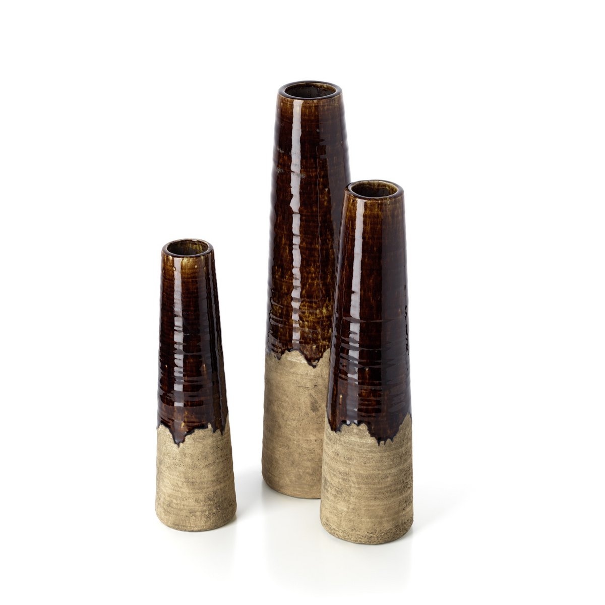 Amber Cone-vasen i Betongbrun, Medium – Stengods