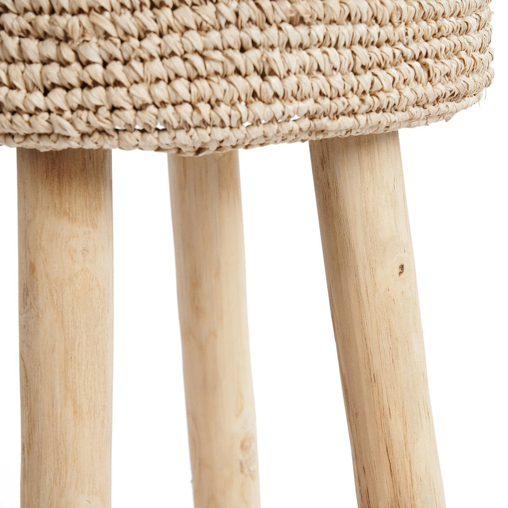 Raffia barpall i teak och raffia, natur