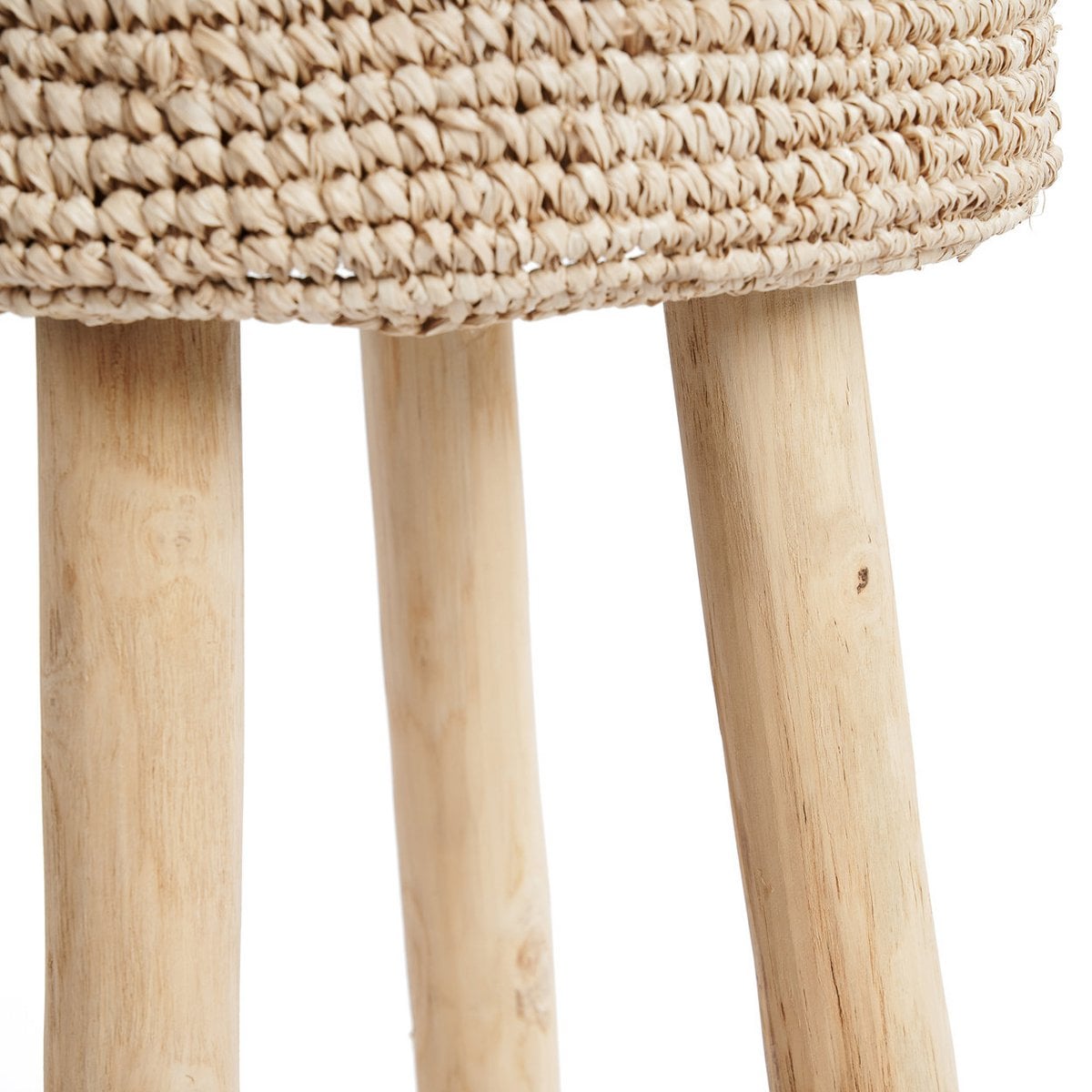 Raffia barpall i teak och raffia, natur