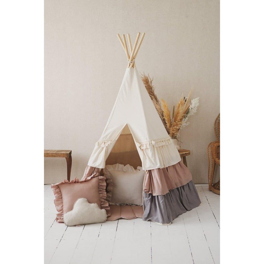 Tipitält med Volang & Shell Mat i Powder Pink, Set