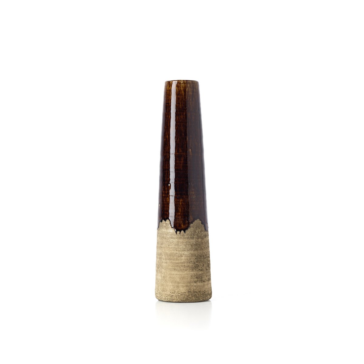 Amber Cone-vasen i Betongbrun, Medium – Stengods