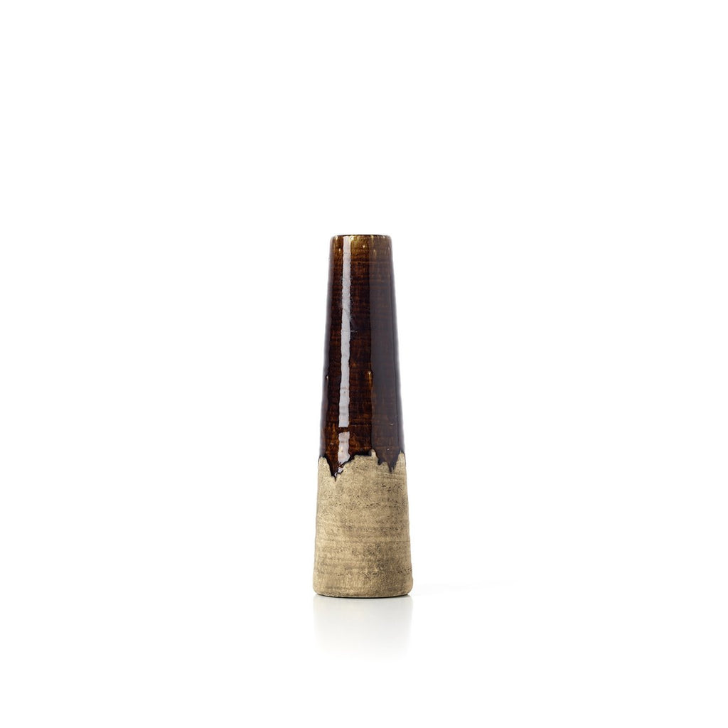 Amber Cone-vasen i Betongbrun, Small – Stengods