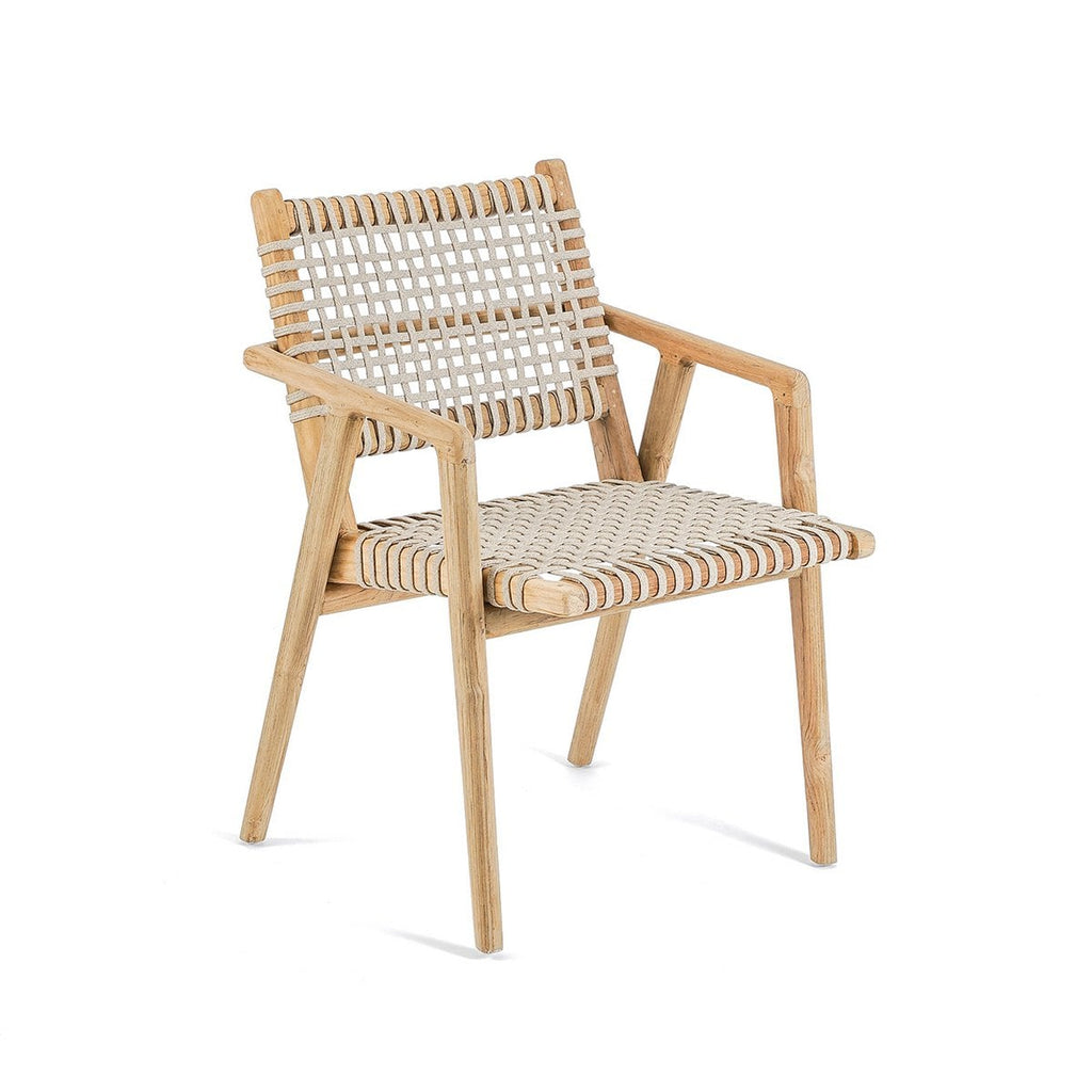 Trikeri matstol i återvunnen teak med flätad sits
