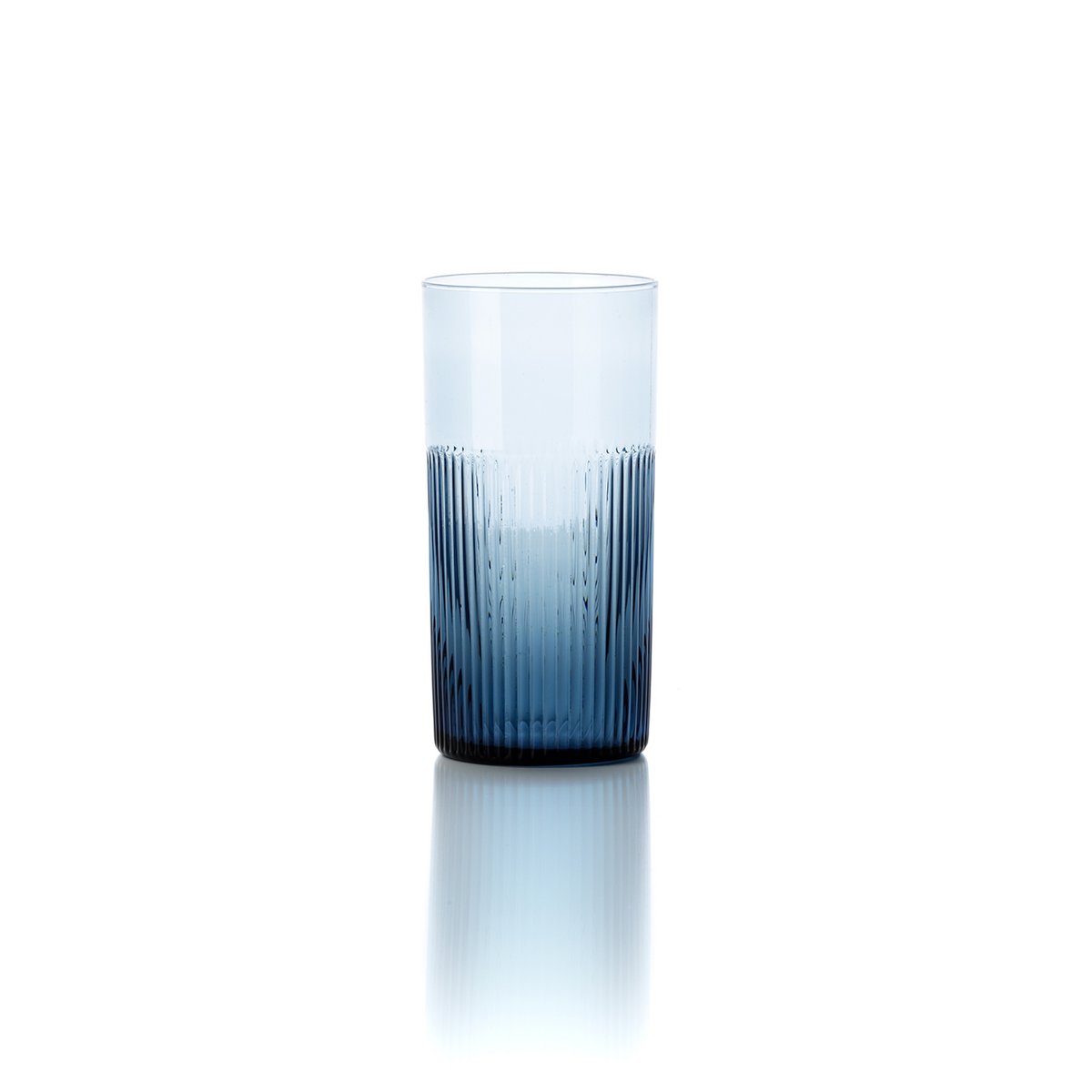 Azure dricksglas i räfflat glas, blå – högt