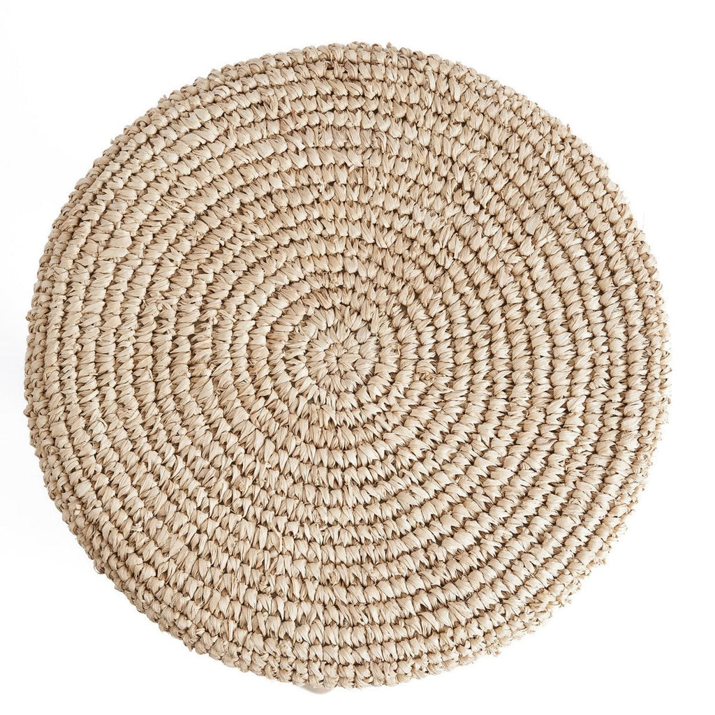 Raffia barpall i teak och raffia, natur