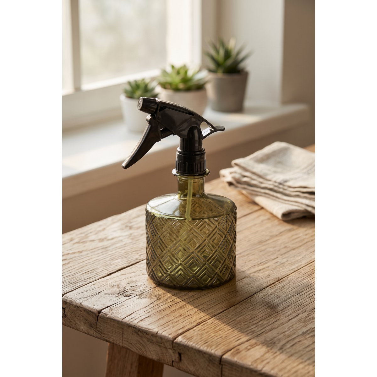 Blomspruta i återvunnet glas, olivgrön