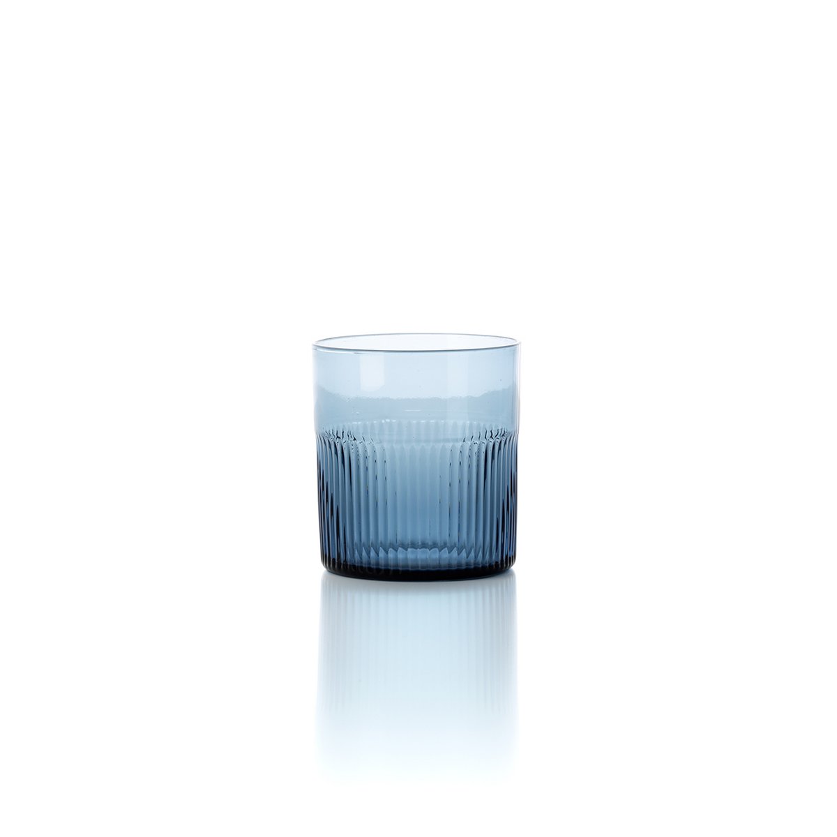 Azure dricksglas i räfflat glas, blå – lågt