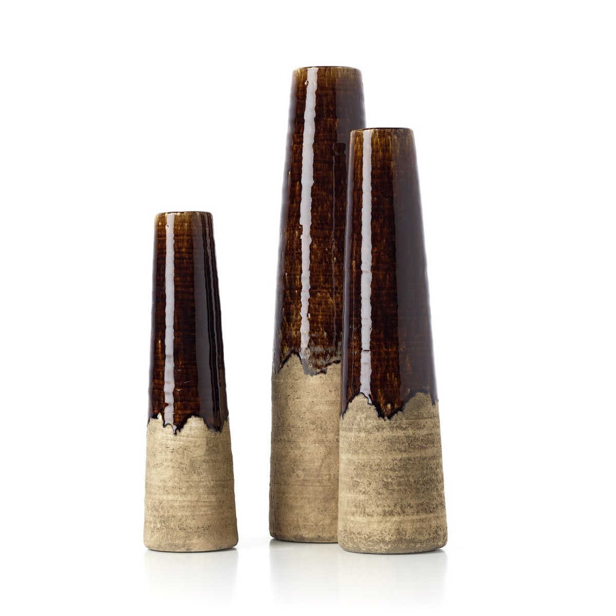 Amber Cone-vasen i Betongbrun, Medium – Stengods