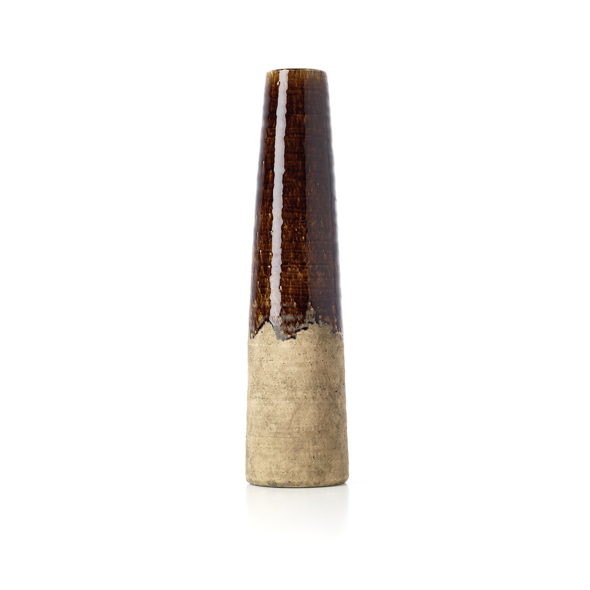 Amber Cone-vasen i Betongbrun, Large – Stengods