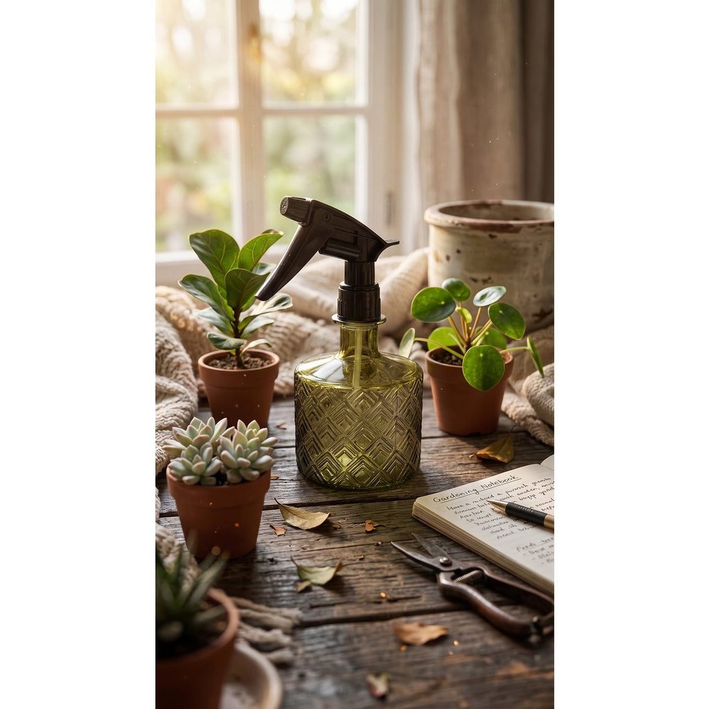 Blomspruta i återvunnet glas, olivgrön