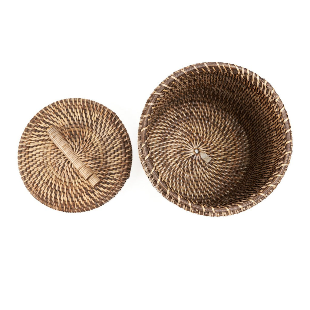 Rattan-korgen Hög, Naturbrun – med Lock