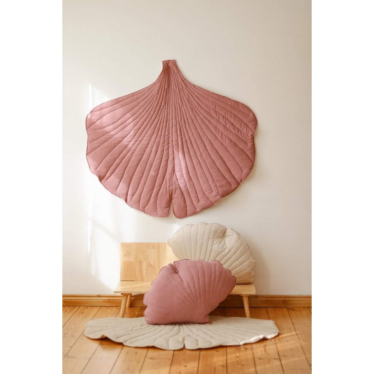 Ginkgoblad-matta i Linne, Dirty Pink