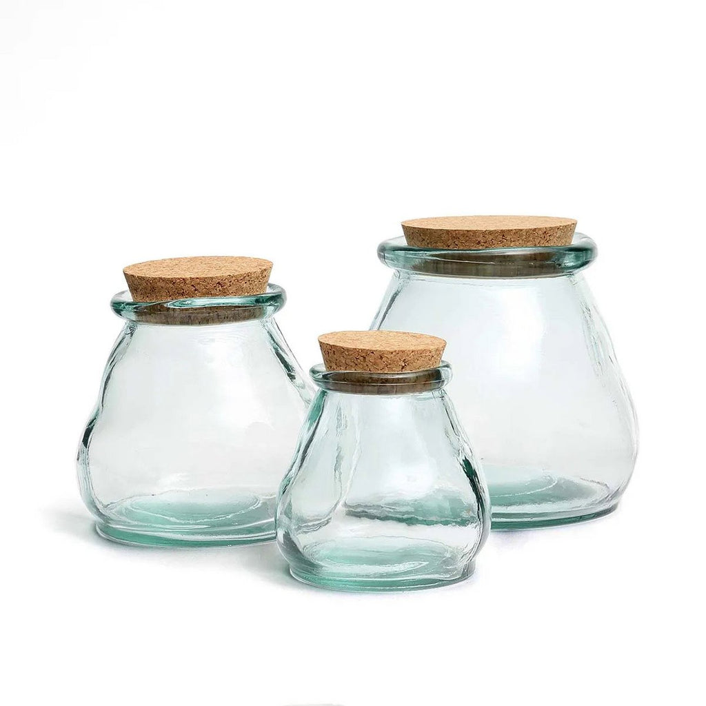 Belly Glass Pot i Blått, Medium – Återvunnet Glas