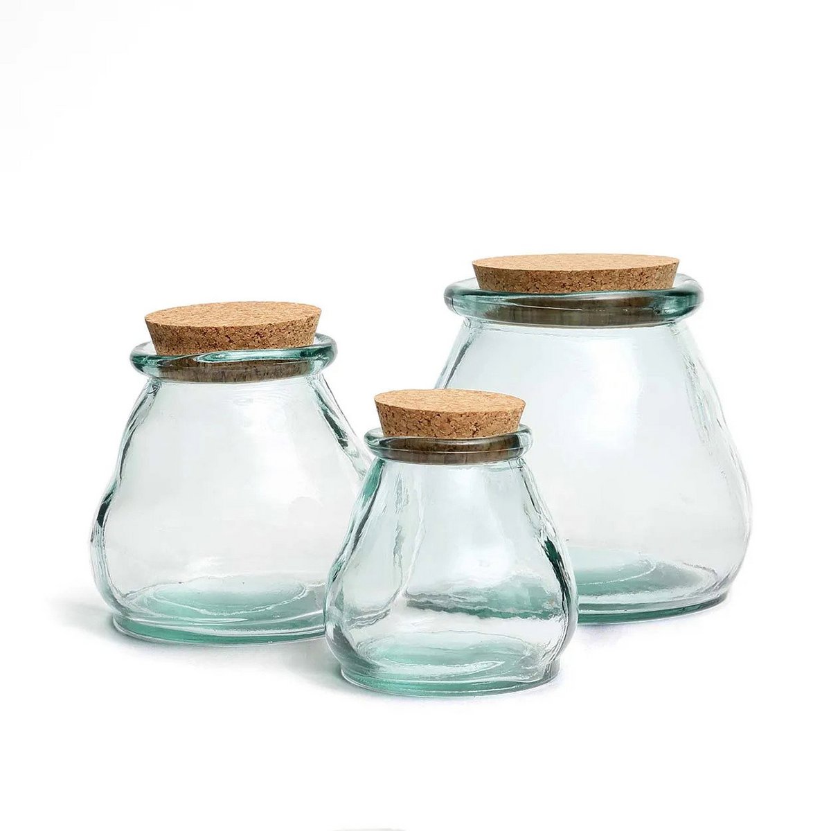Belly Glass Pot i Blått, Medium – Återvunnet Glas