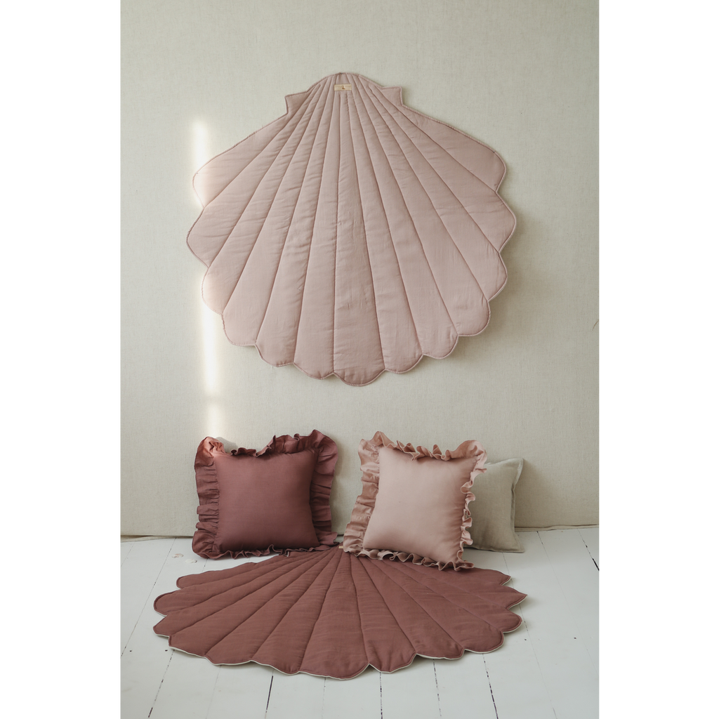 Snäckmatta i Linne, Powder Pink