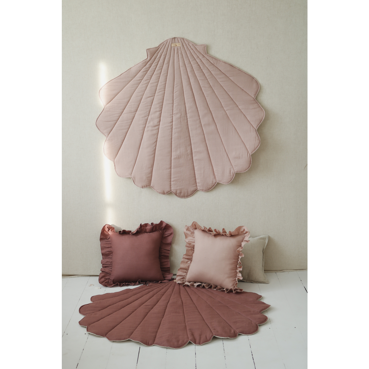 Snäckmatta i Linne, Powder Pink