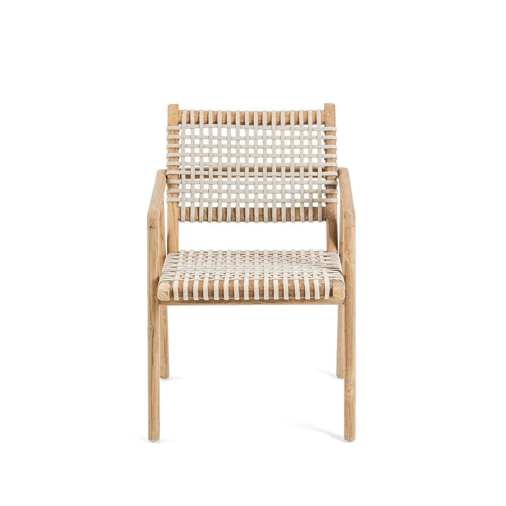 Trikeri matstol i återvunnen teak med flätad sits
