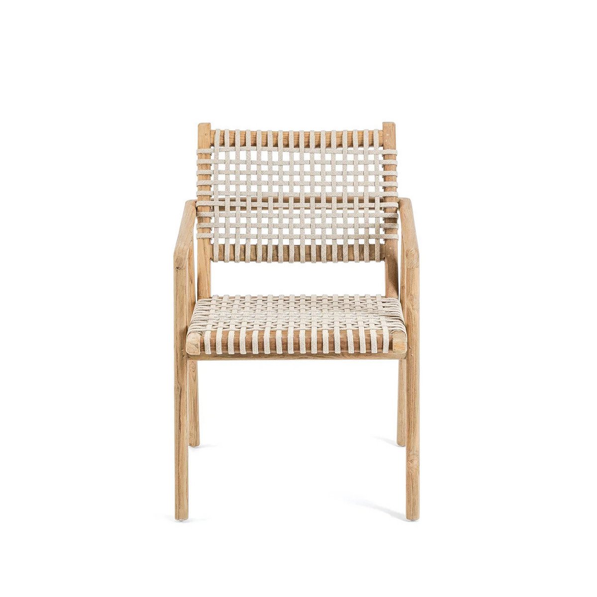 Trikeri matstol i återvunnen teak med flätad sits