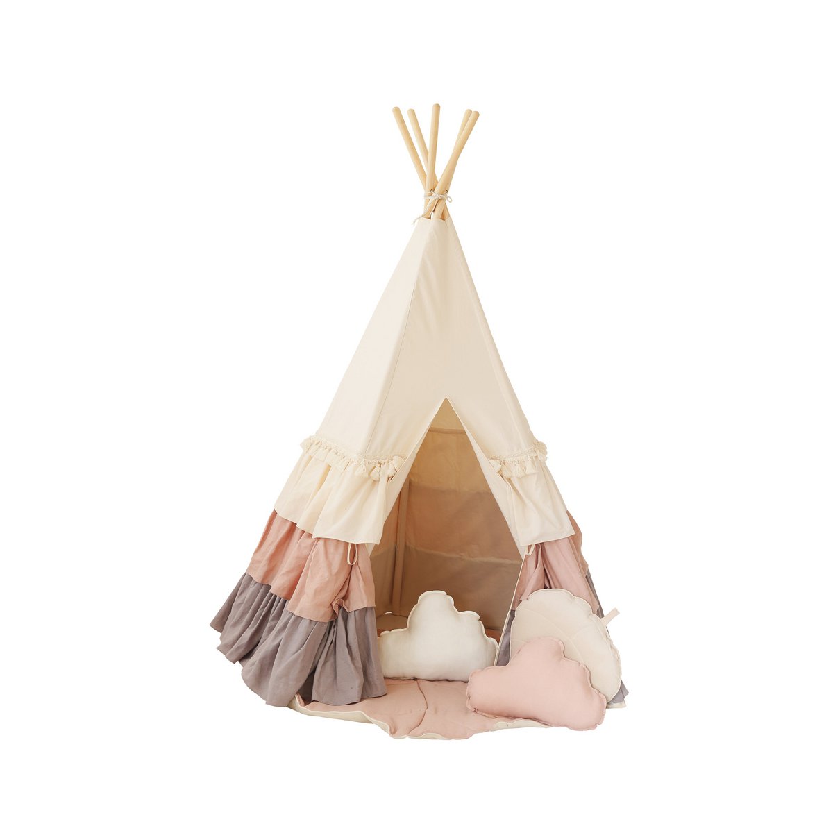 Tipitält med Volang & Shell Mat i Powder Pink, Set