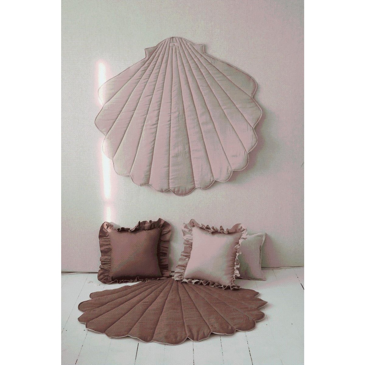 Tipitält med Volang & Shell Mat i Powder Pink, Set