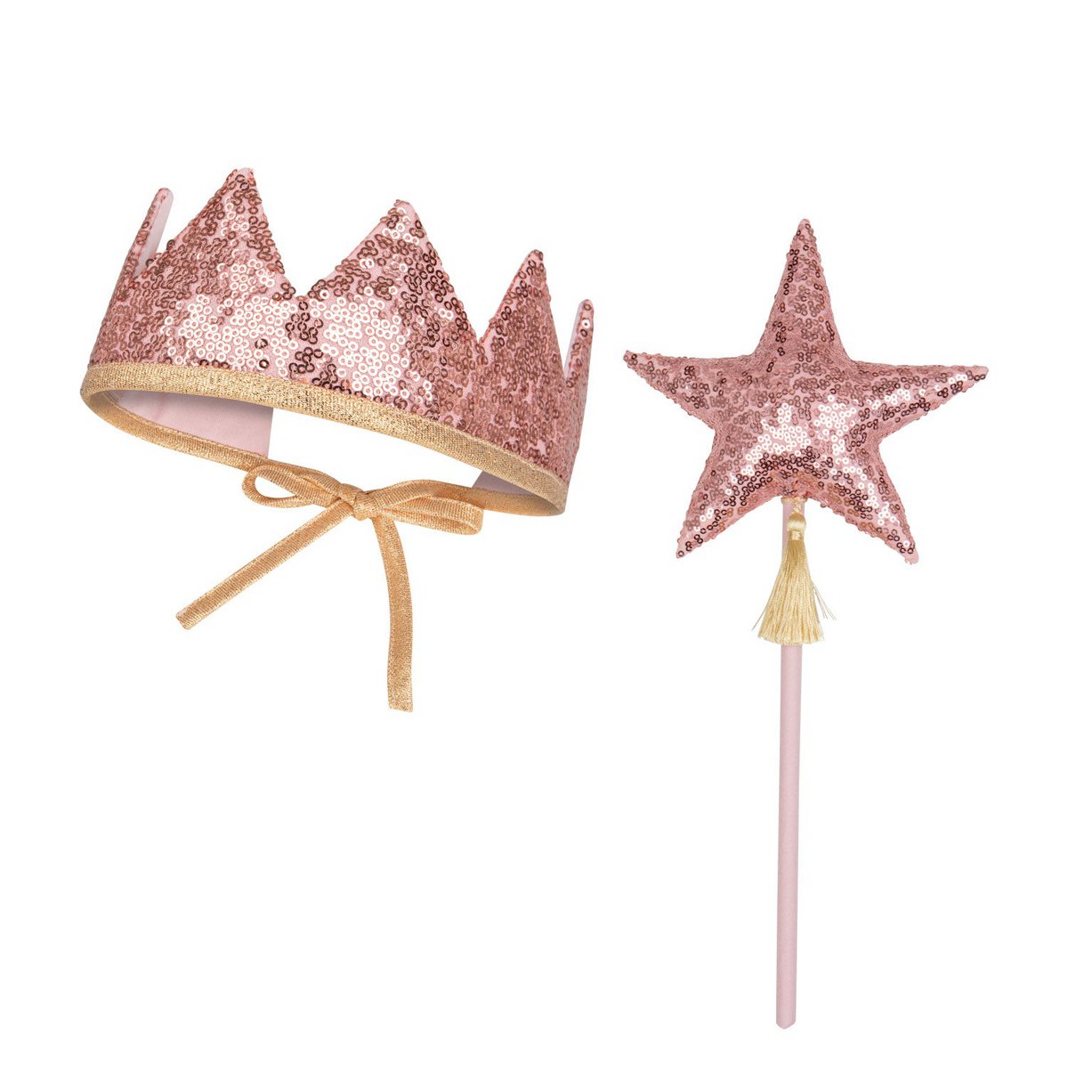 Prinsessset med Krona & Trollstav, Rosa Paljetter