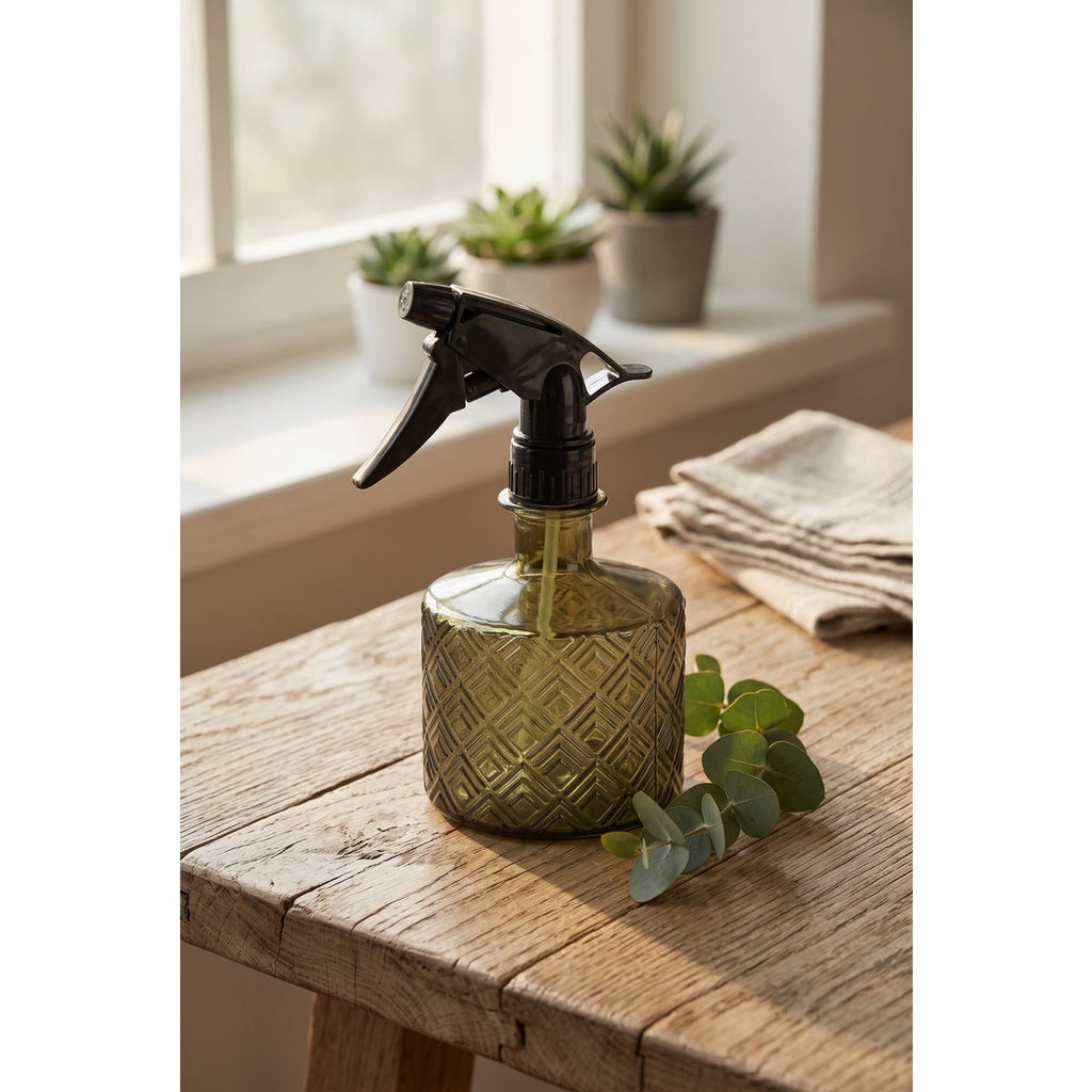 Blomspruta i återvunnet glas, olivgrön
